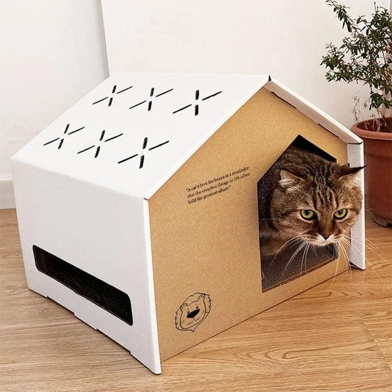 Scratching house helps cats exercise