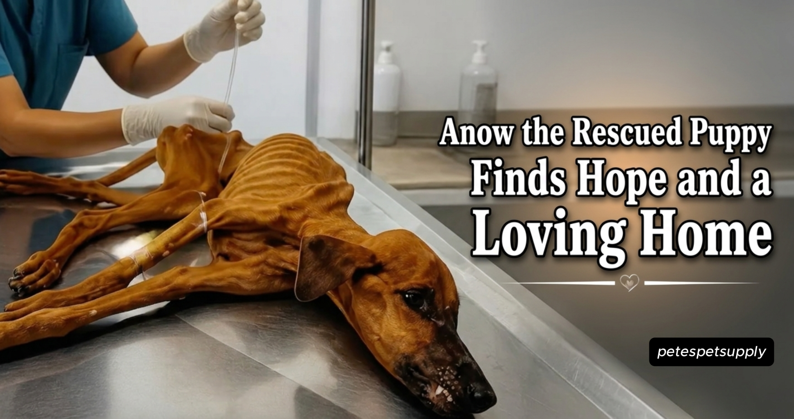 Anow, a rescued puppy recovering after severe malnutrition and neglect