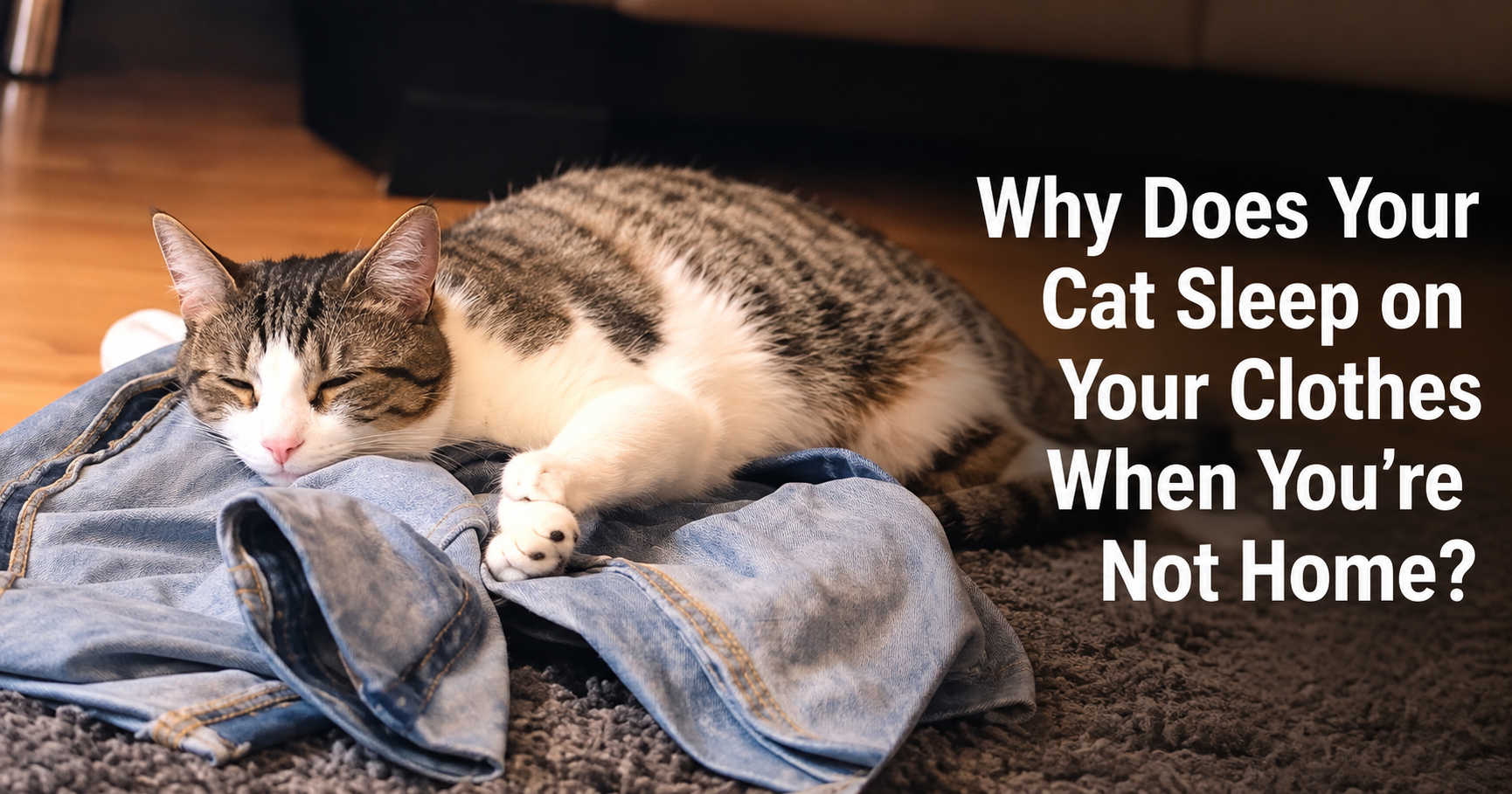 Cat sleeps on owner's clothes while the owner is away